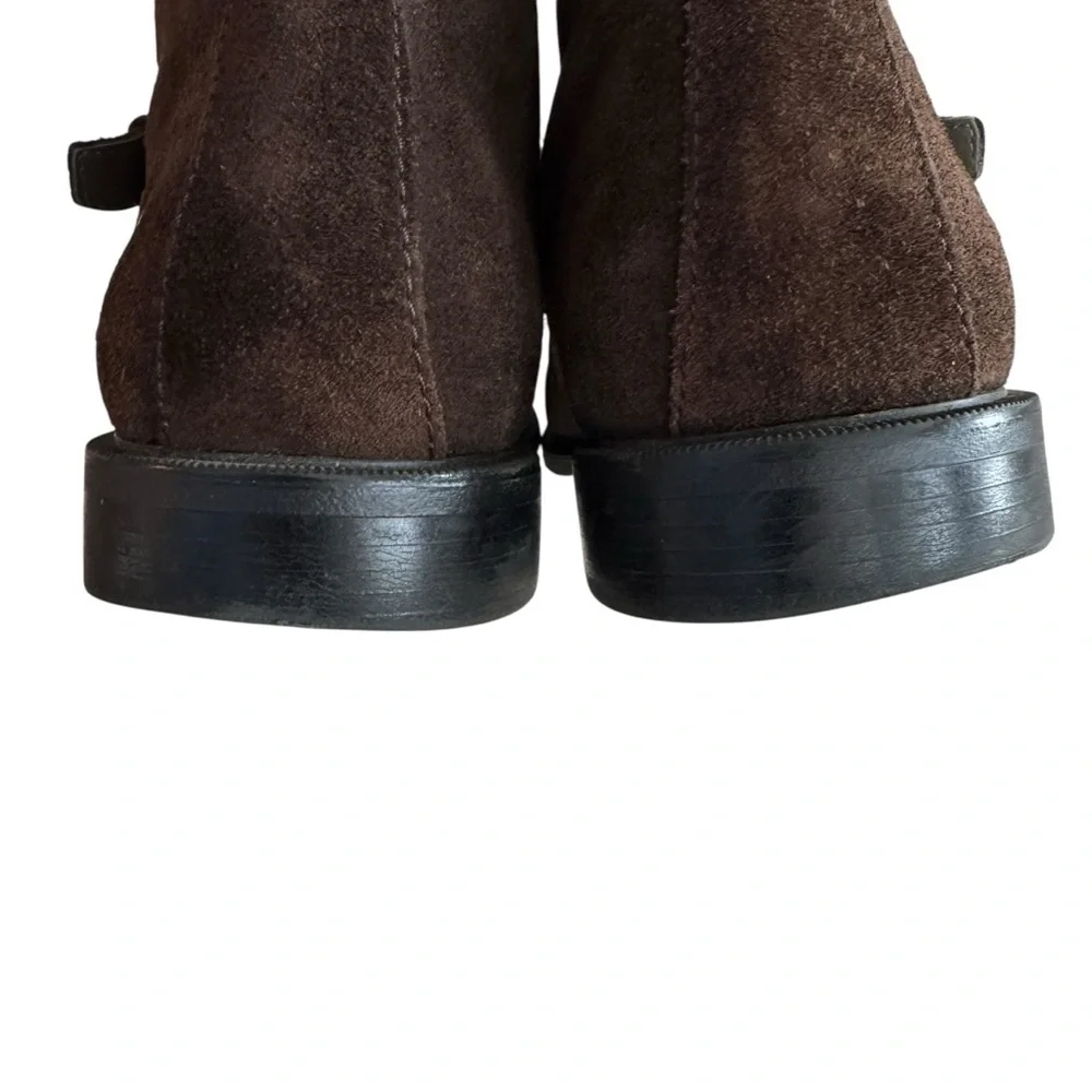 Calvin Klein Men’s Brown Suede Double Buckle Ankle Boots Size 12